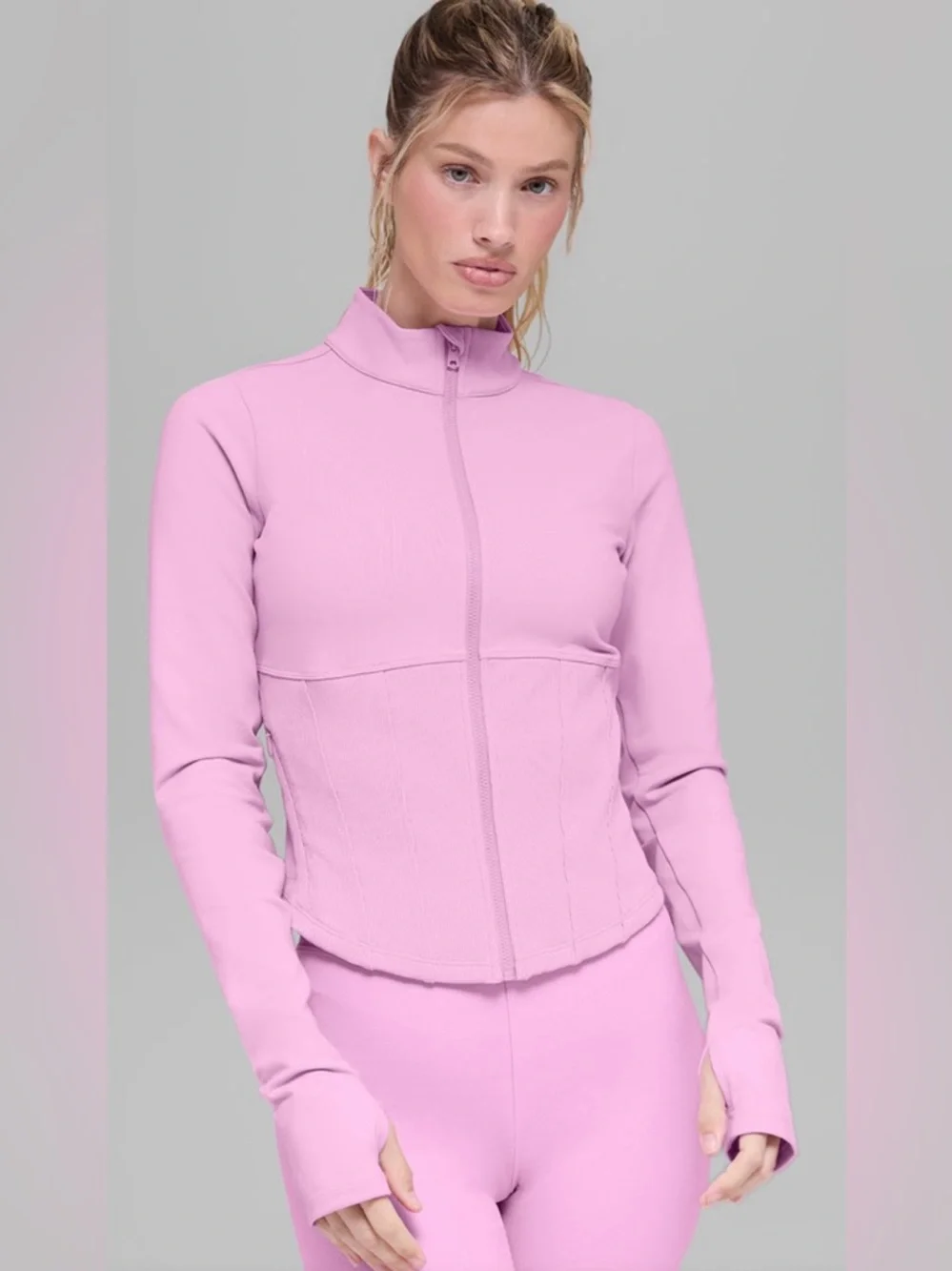 Alo Yoga NWT Airbrush Corset Full Zip Jacket Candy Heart Pink Size XS